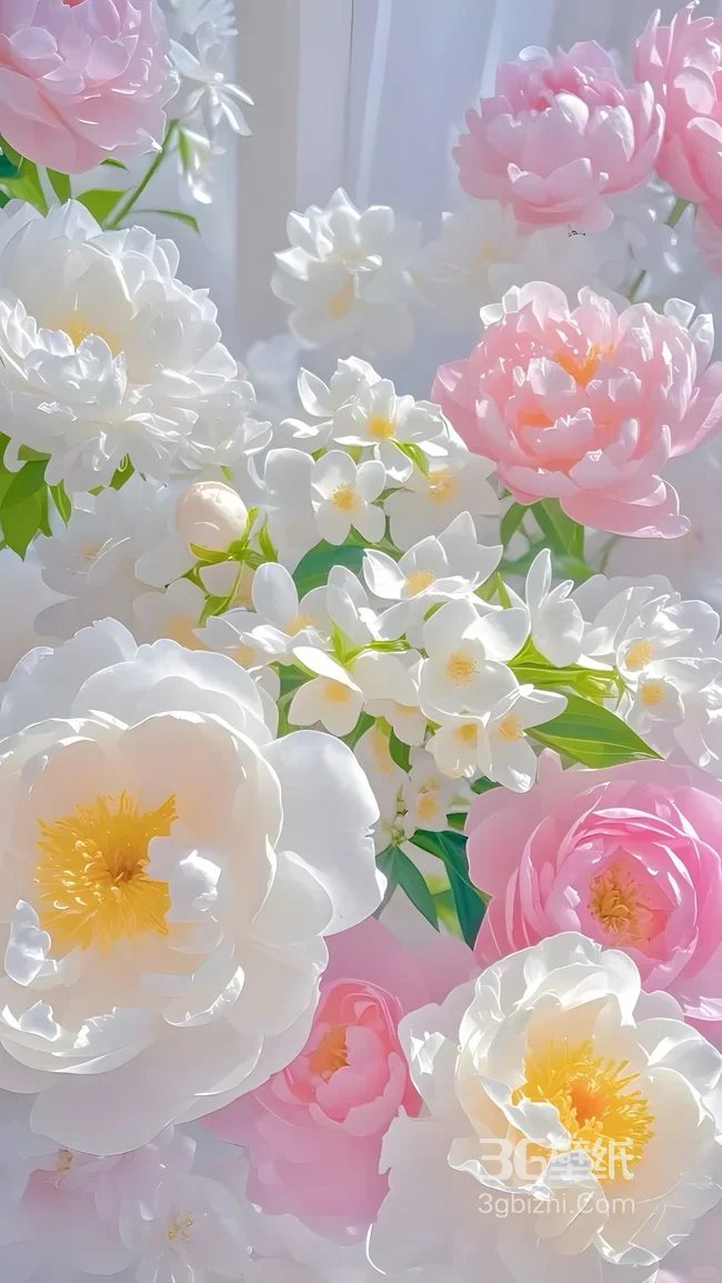 粉白花卉簇拥·清新唯美风 高热度花卉壁纸1