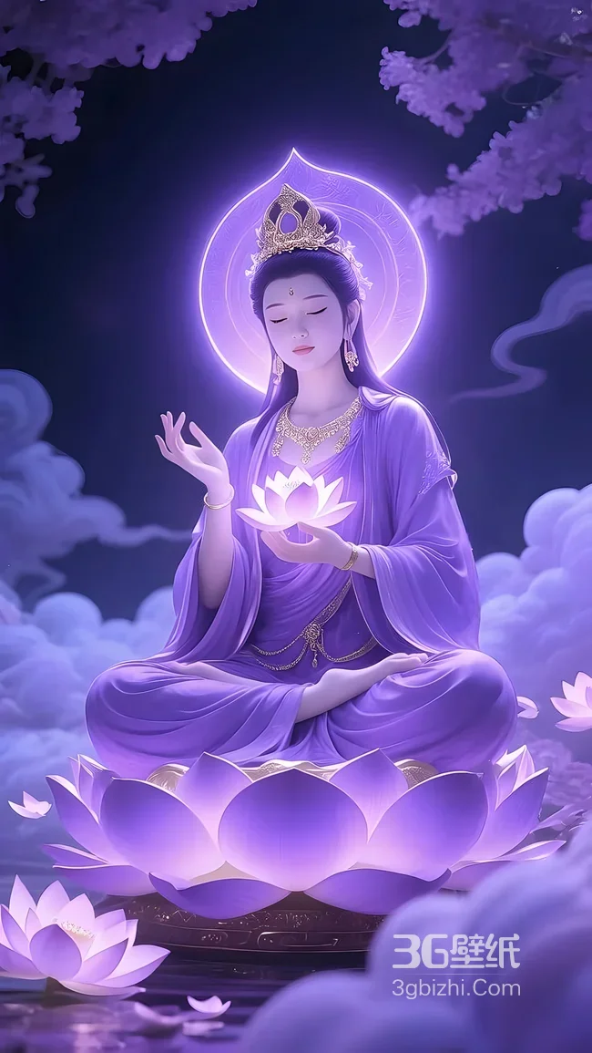 观音·持莲坐莲 国风唯美禅意手机壁纸1