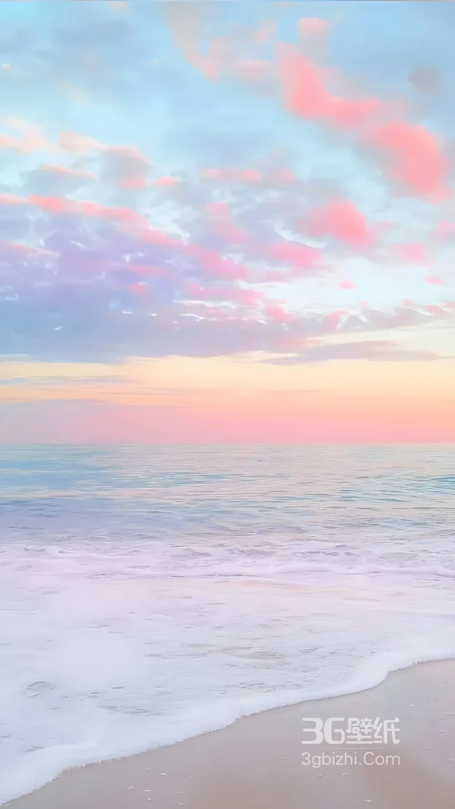 唯美海边日落沙滩·清新梦幻晚霞 治愈系手机壁纸1