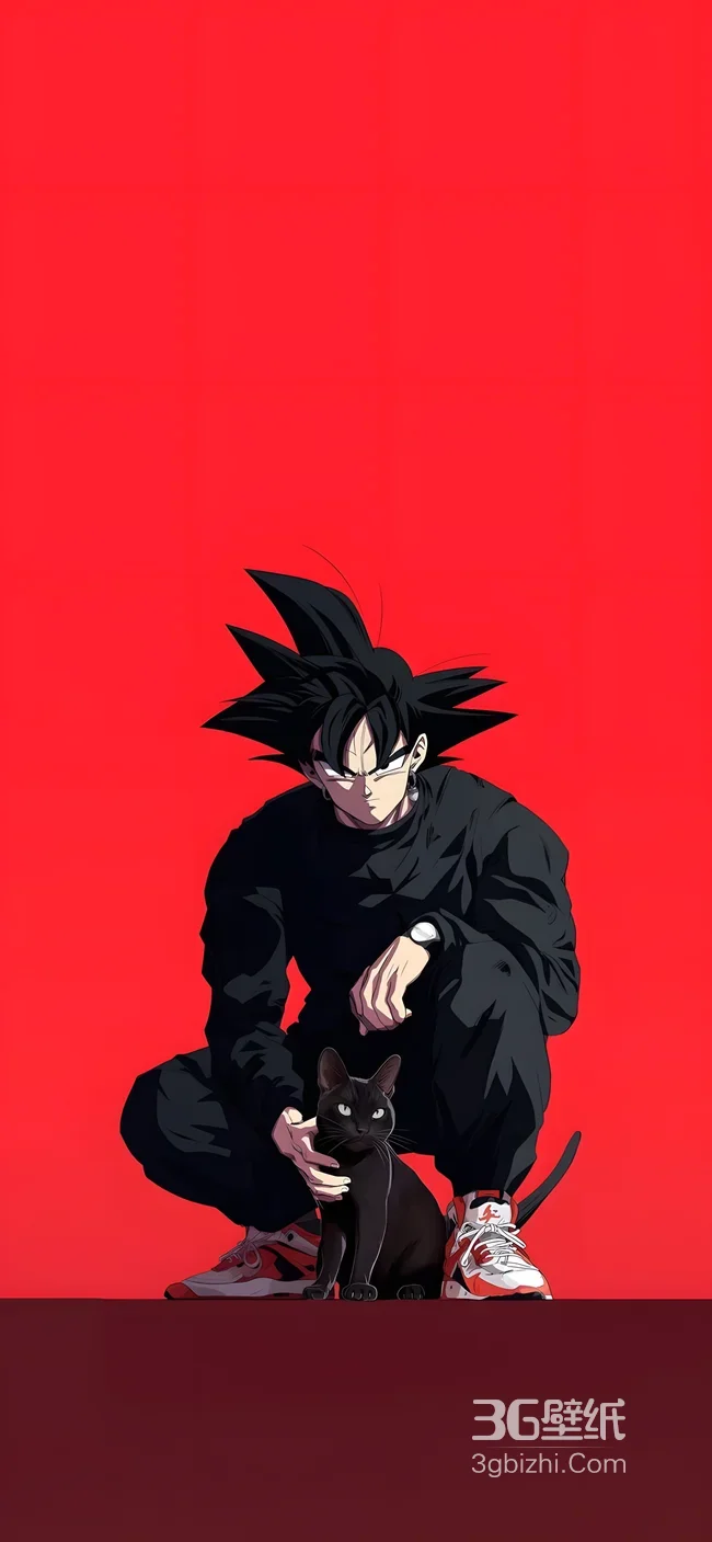 孙悟空·暗黑潮酷穿搭 龙珠黑猫AJ相伴 潮流动漫壁纸1