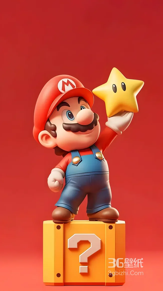 马里奥·举星星3D卡通风（超级马里奥游戏）热门竖屏壁纸1