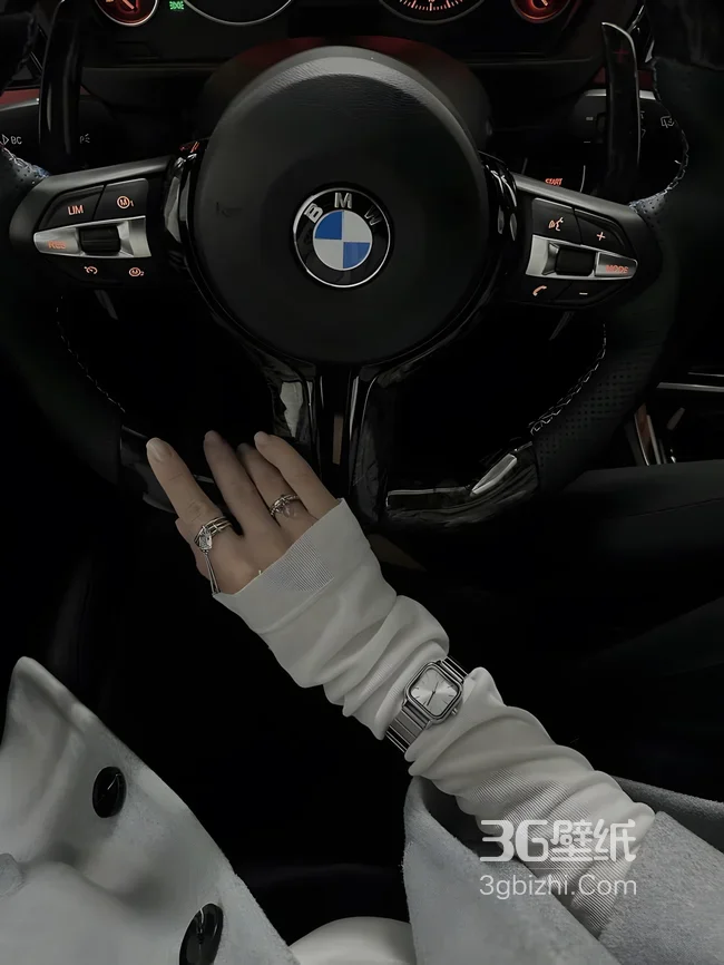 宝马方向盘手部特写 暗黑轻奢风 高级感手机壁纸1