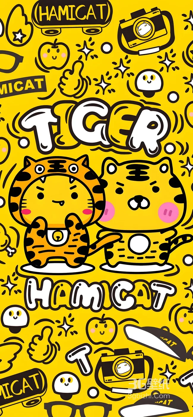 哈咪猫（Hamicat）·老虎装萌系国漫风 虎年趣味卡通背景图1
