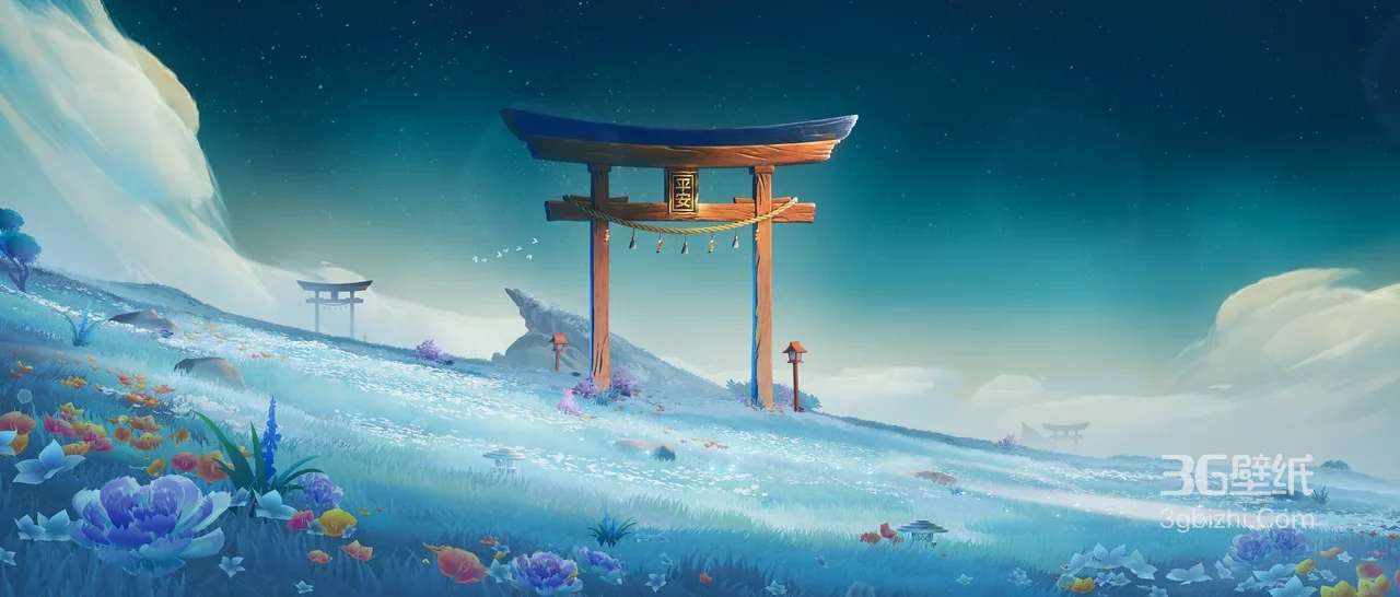 日式鸟居花海·唯美梦幻游戏风场景 宽屏电脑壁纸1