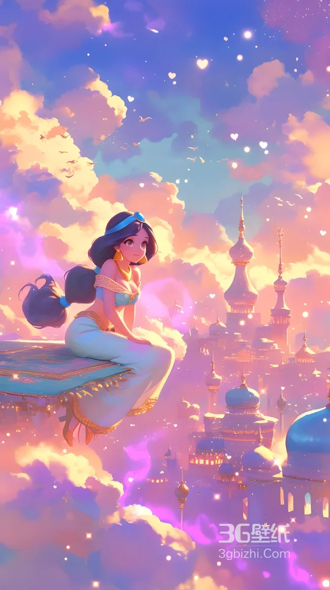 茉莉公主·飞毯漫游 迪士尼阿拉丁唯美梦幻城堡手机壁纸1