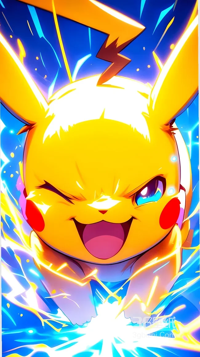皮卡丘·电光炸裂 动漫炫彩风 宝可梦热血壁纸1