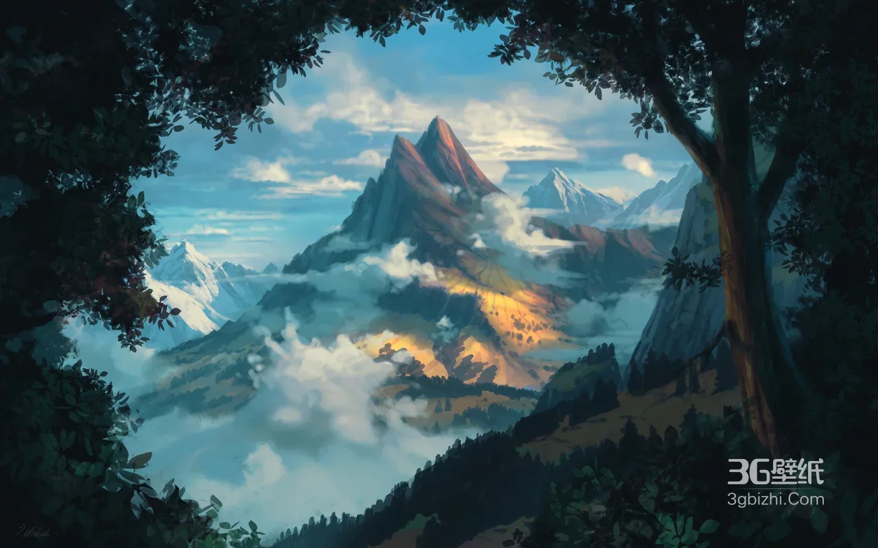 山间云海金山峰·写实唯美风 宽屏电脑壁纸1