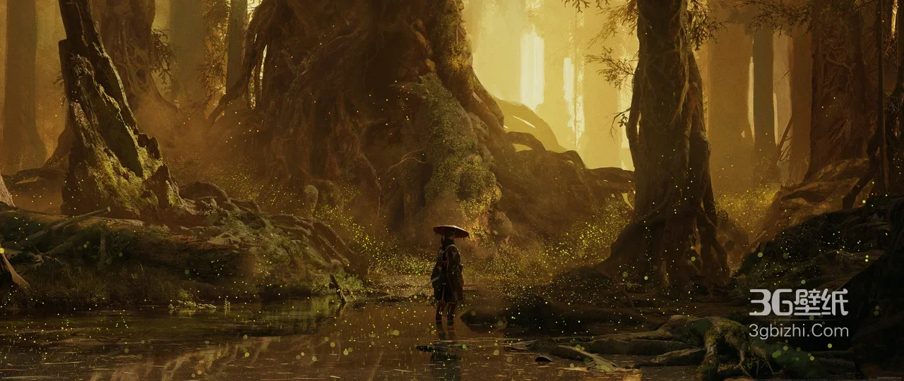 国风撑伞侠客·森林水泽意境 游戏宽屏车机壁纸1