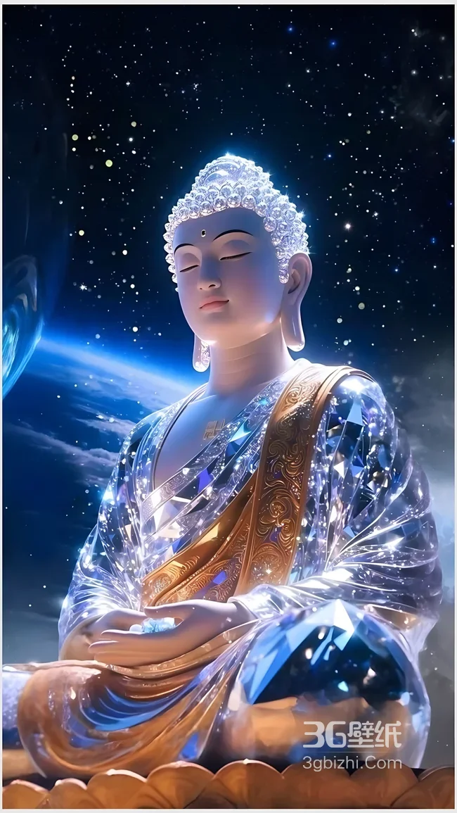 佛陀·水晶禅衣静坐 梦幻星空禅意背景佛系静心壁纸1
