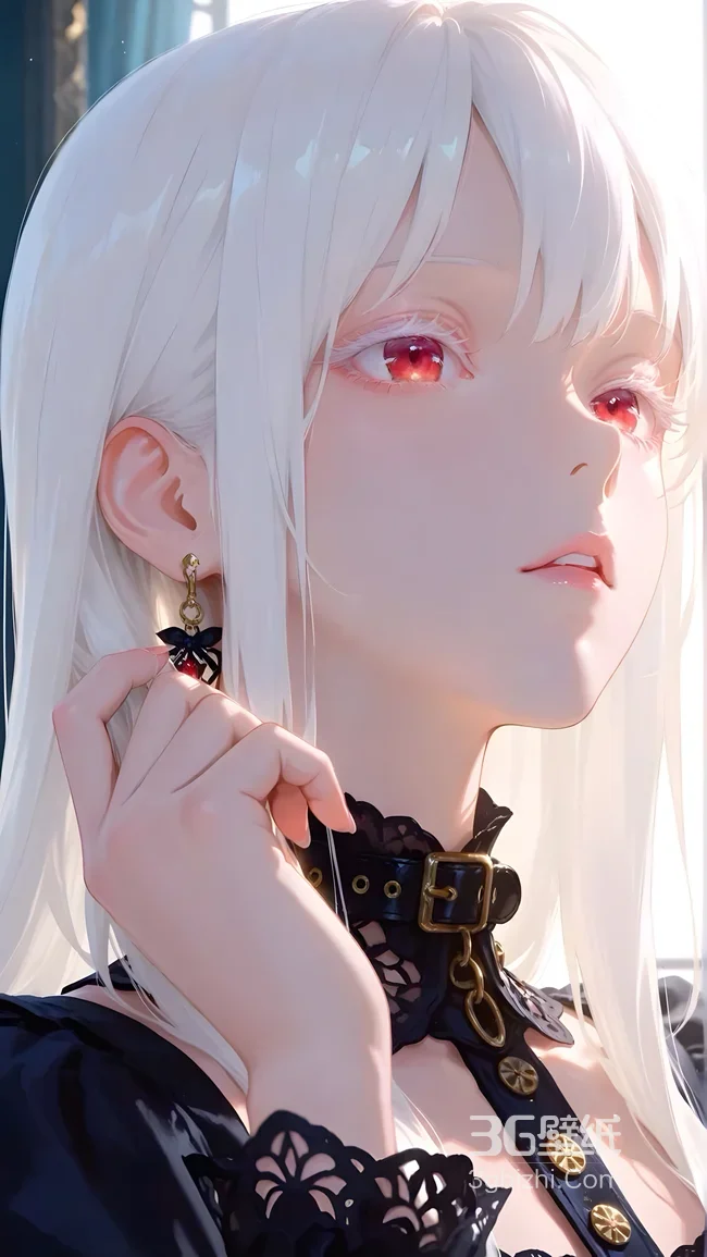 白发红瞳哥特少女·二次元暗黑风手机壁纸1