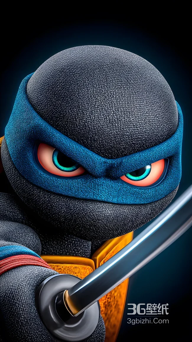 卡通3D忍者·蓝巾怒目持剑 游戏风热血壁纸1