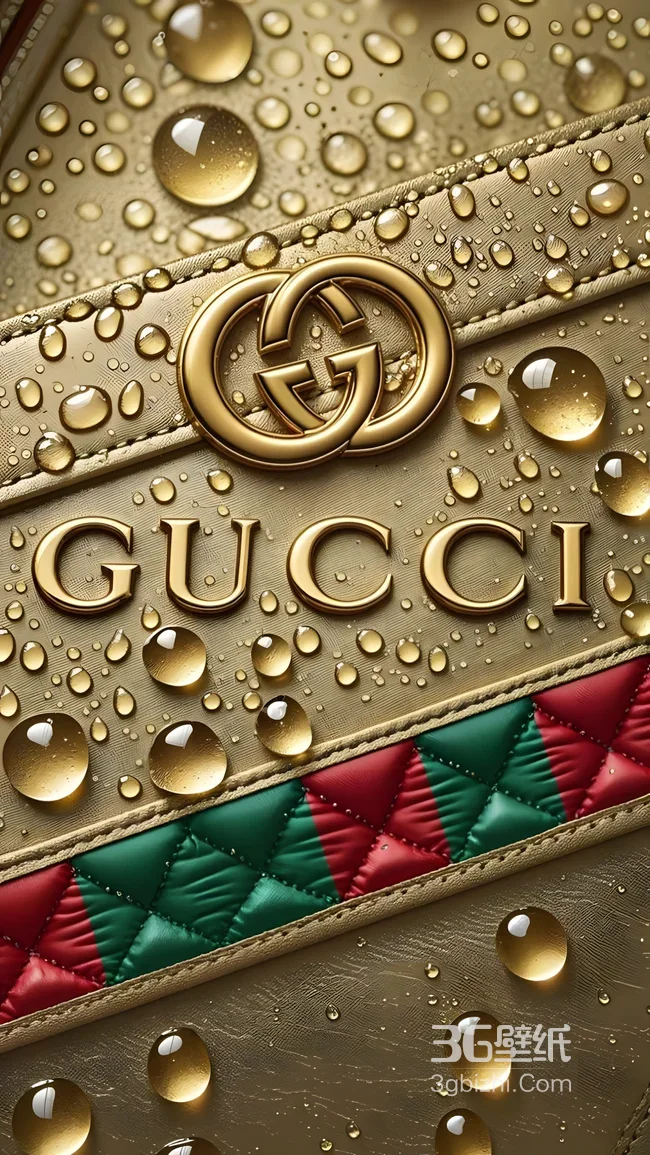 Gucci双G标志·奢华水滴质感 经典红绿纹时尚壁纸1