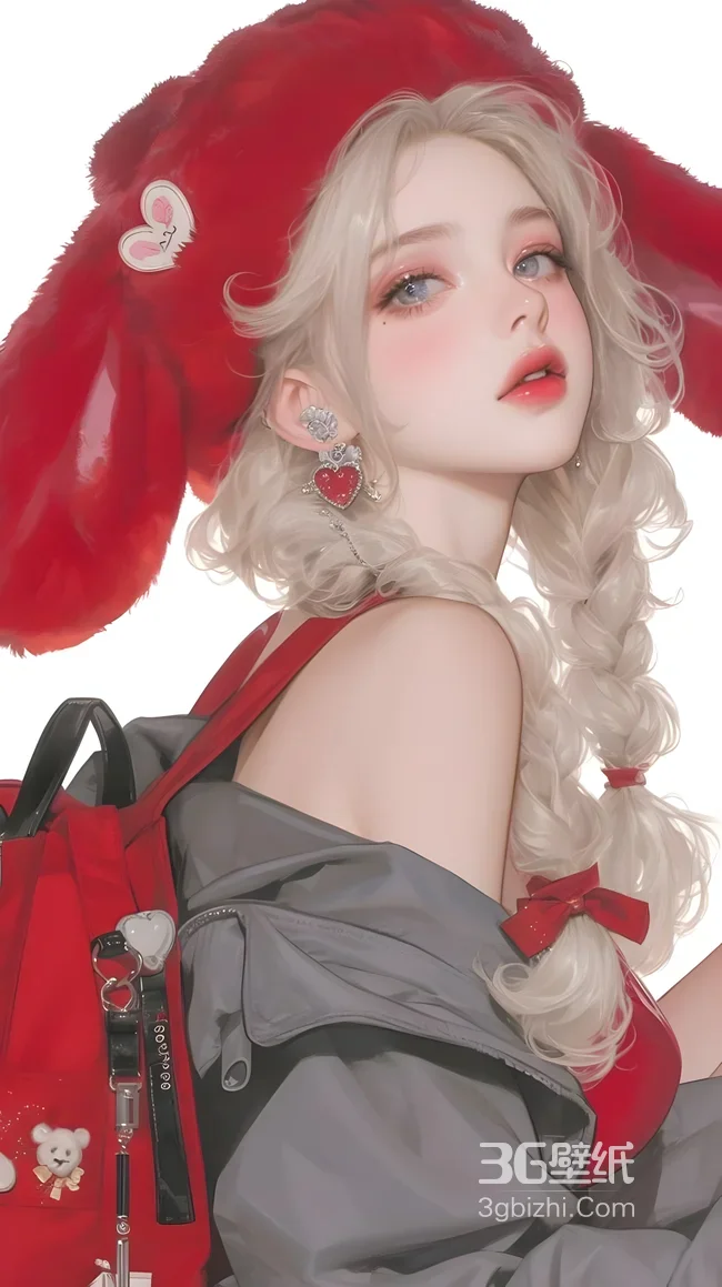 金发双麻花辫少女·唯美写实风原创插画 高人气手机竖屏壁纸1