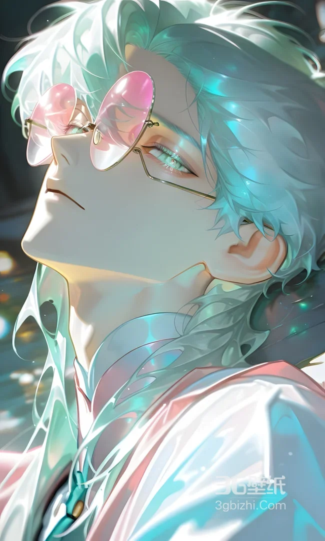 银发帅哥·粉镜流光 二次元唯美原创动漫风 高热度背景图1