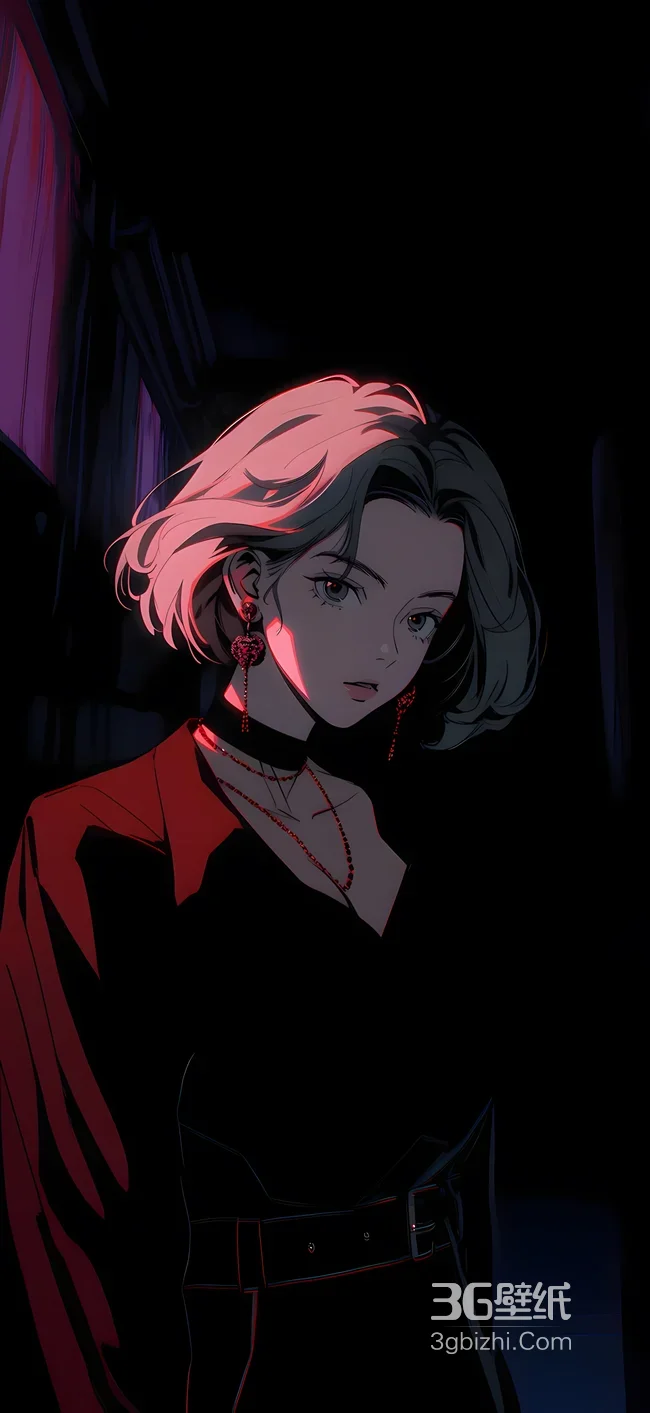 短发御姐少女·暗黑二次元插画 高人气暗黑系手机壁纸1