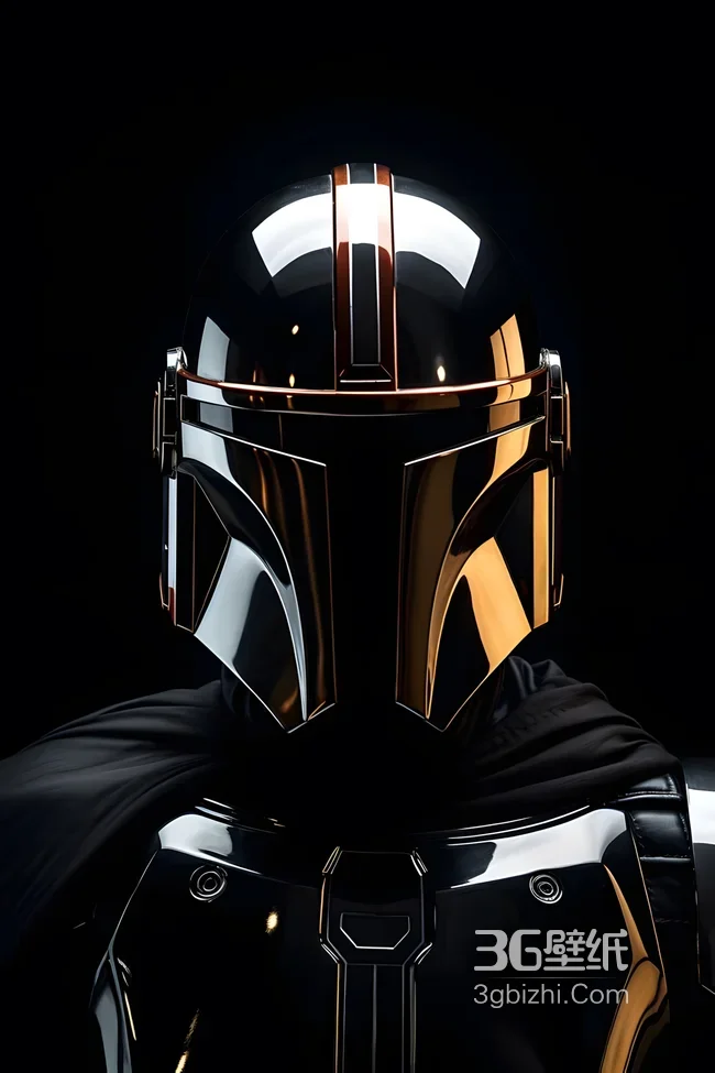 曼达洛人·黑金装甲头盔 暗黑金属风星战影视壁纸（星战主题手机壁纸）1