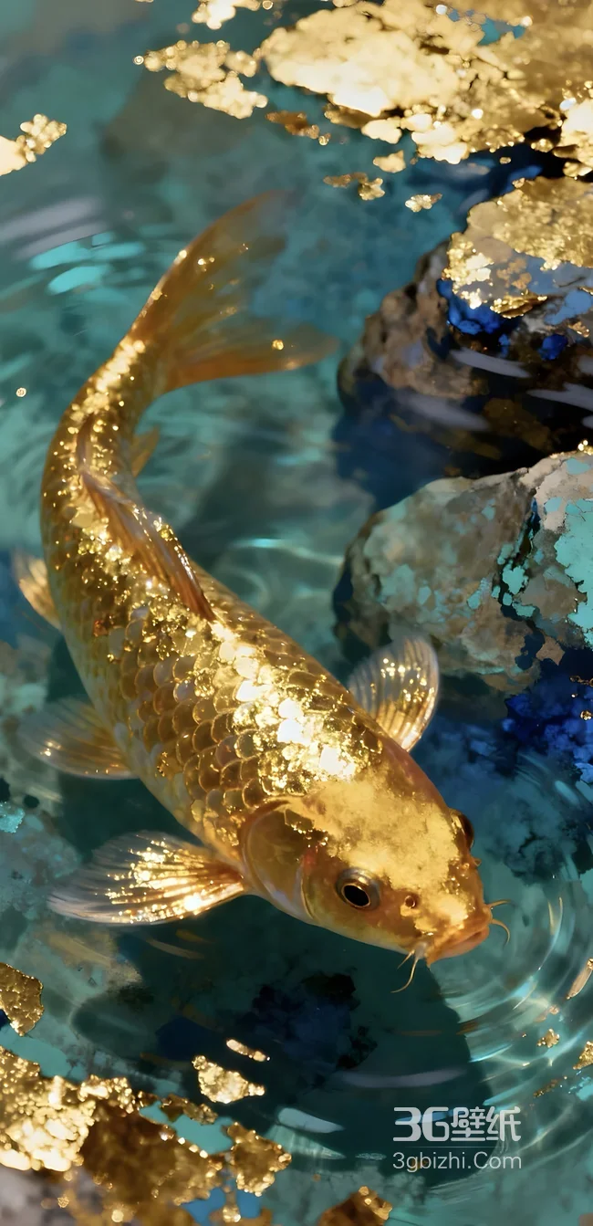 金色锦鲤·国风唯美水纹 好运寓意手机壁纸热搜款1