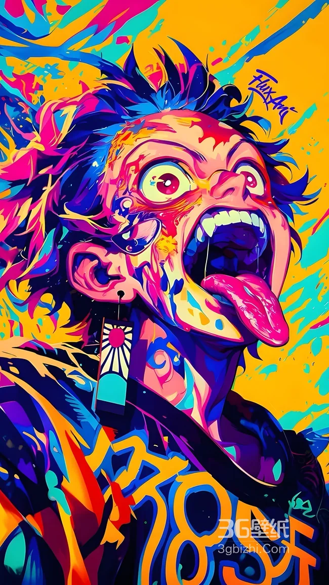 炭治郎·狂吼吐舌 流体艺术风 鬼灭之刃高燃手机壁纸1