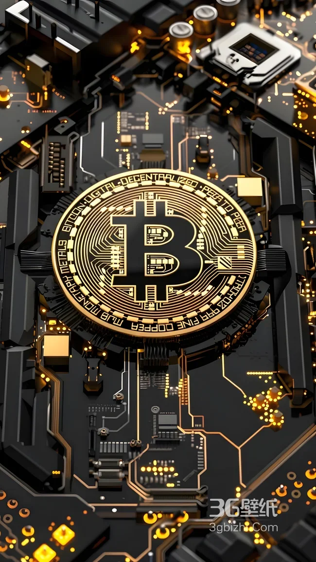 比特币·电路板黑金科技风 虚拟货币科技感手机壁纸1