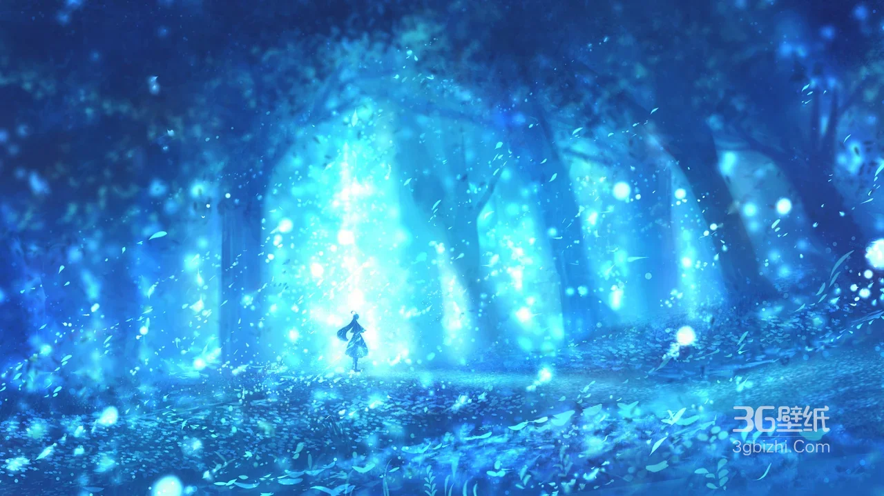 神秘少女·幽蓝森林灵域 唯美梦幻二次元电脑壁纸1