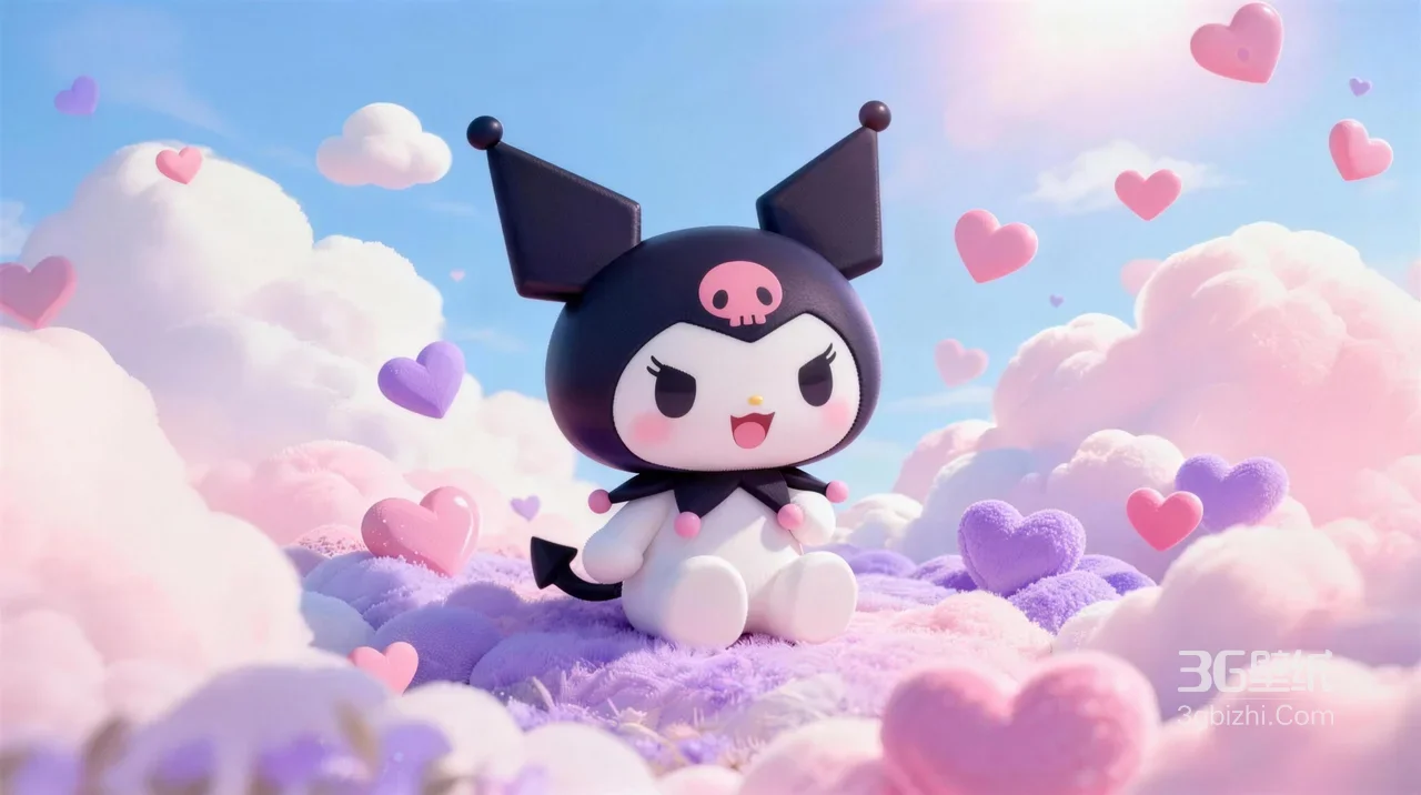 库洛米·梦幻爱心云海 三丽鸥动漫治愈电脑壁纸1