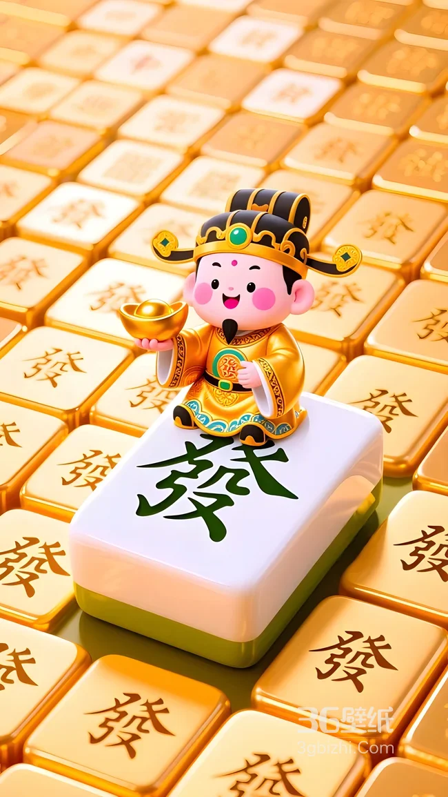 国漫Q版财神·金元宝發字麻将 财运手机壁纸（吸睛版）1