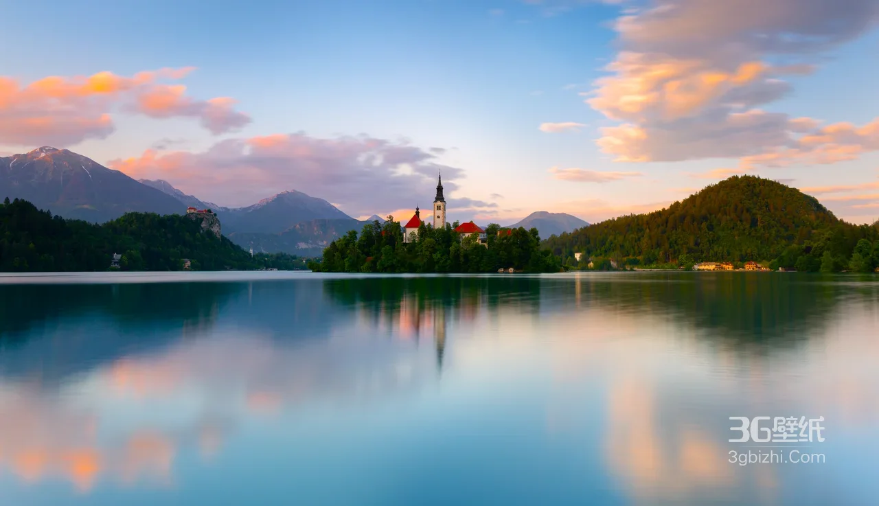 布莱德湖湖心岛教堂·唯美写实风 斯洛文尼亚风光电脑壁纸1