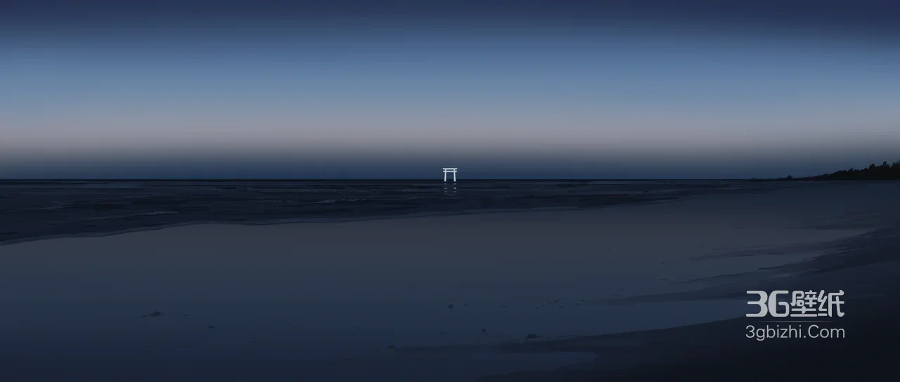 海边鸟居·静谧日系风 超宽屏电脑壁纸1