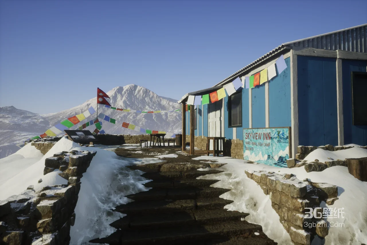 雪山旅舍Skyview Inn·经幡雪景写实风 宽屏高原客栈壁纸1