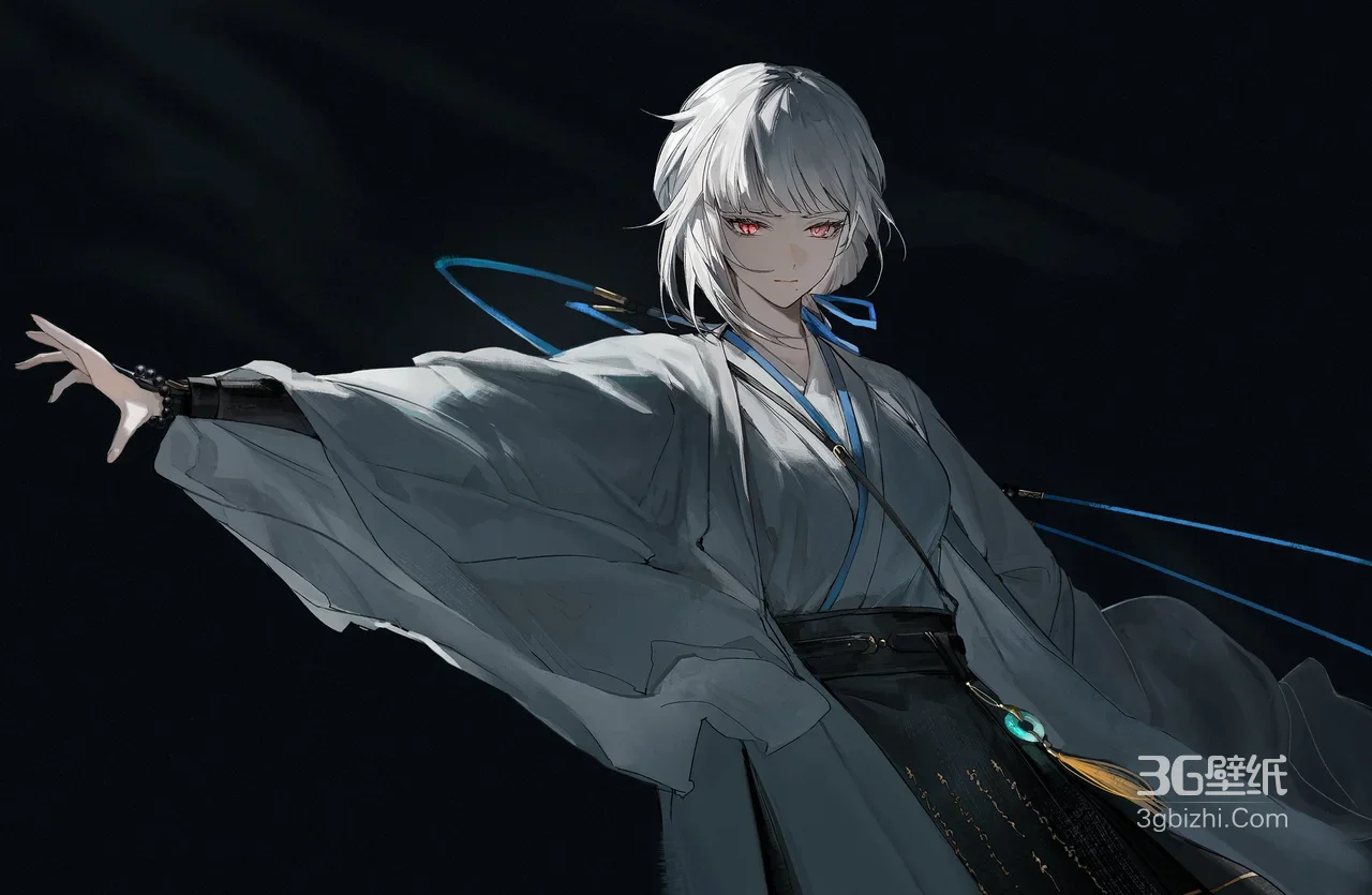 银发红瞳和风角色·暗黑国风 高人气宽屏车机壁纸1