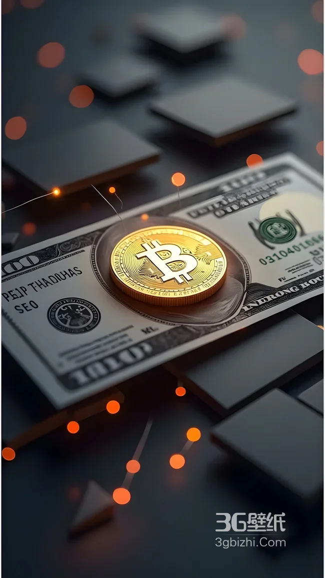 比特币&美元·科技写实风 金融虚拟货币主题手机壁纸热搜款1