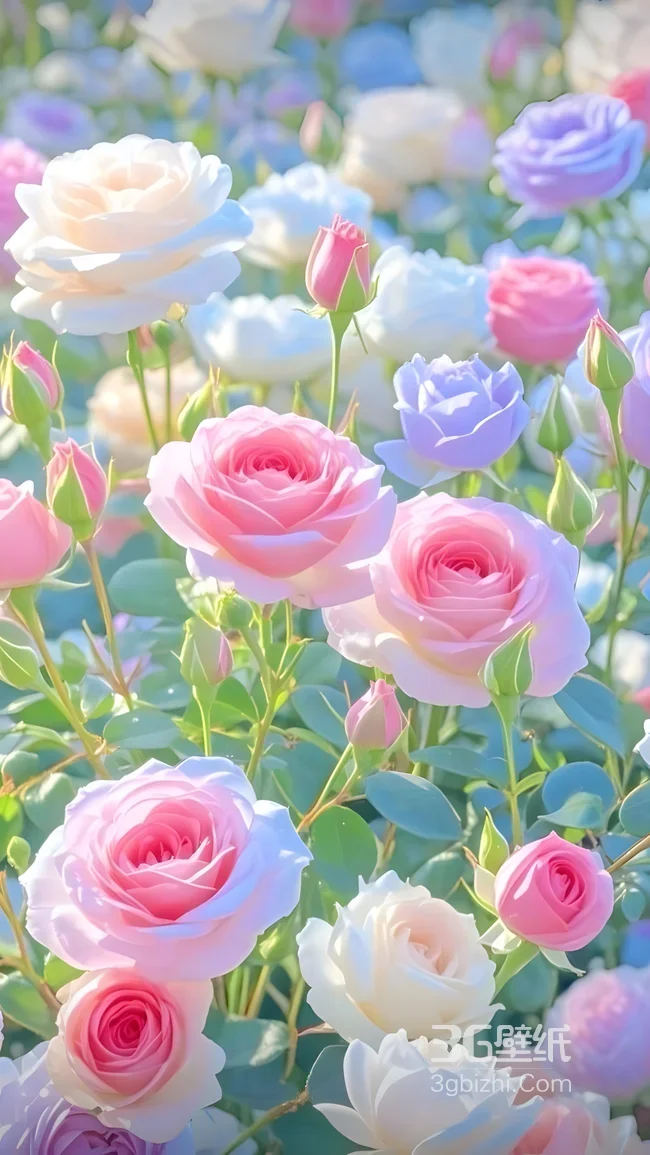 缤纷玫瑰花海·唯美梦幻风 治愈系花卉手机壁纸精选1