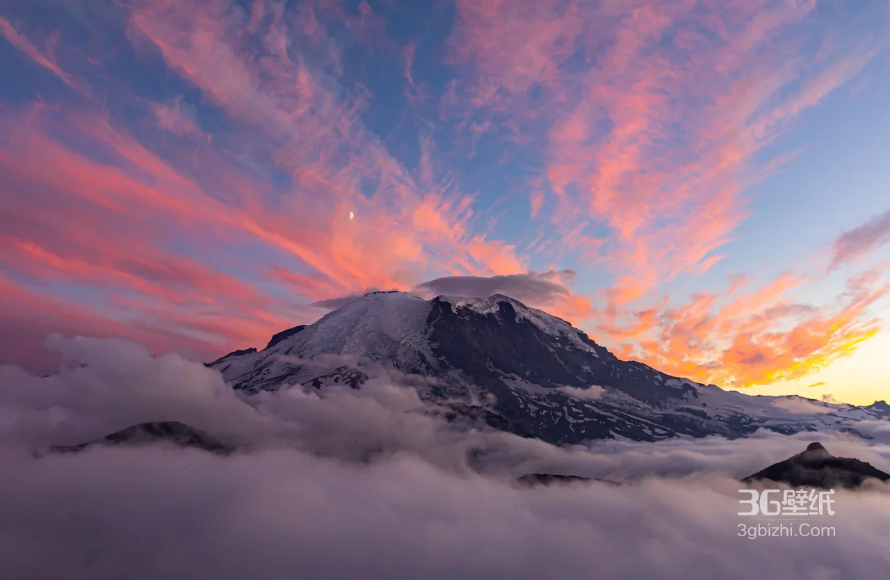 雪山云海日出·唯美宽屏车机电脑壁纸1