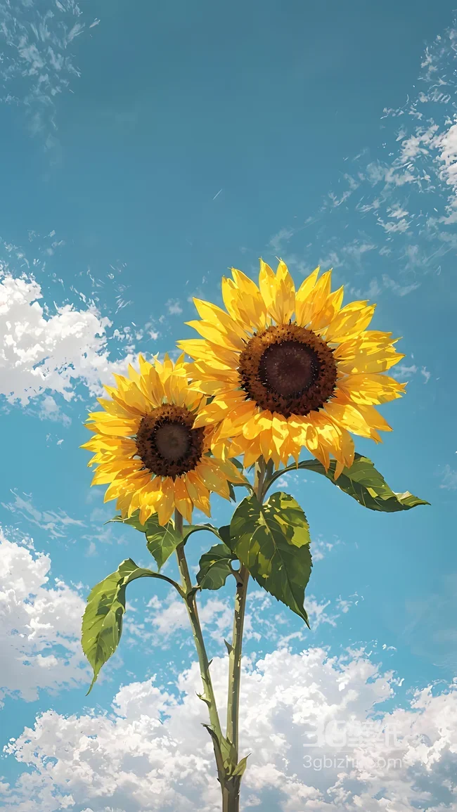 向日葵·晴空相伴 唯美写实风 清新治愈手机壁纸1