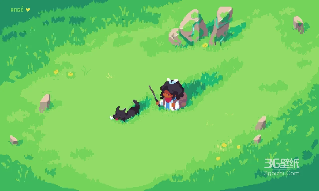 Ange·持杖伴黑狗 像素清新风游戏场景 治愈系游戏场景壁纸1