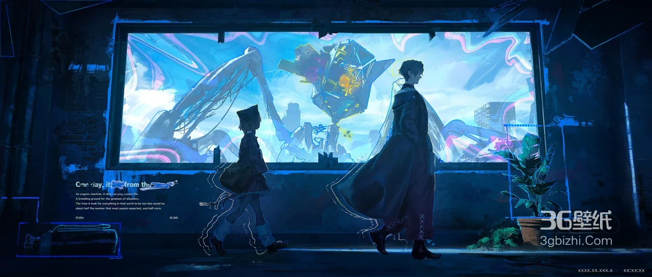 赛博朋克风原创动漫人物未来场景宽屏电脑壁纸1