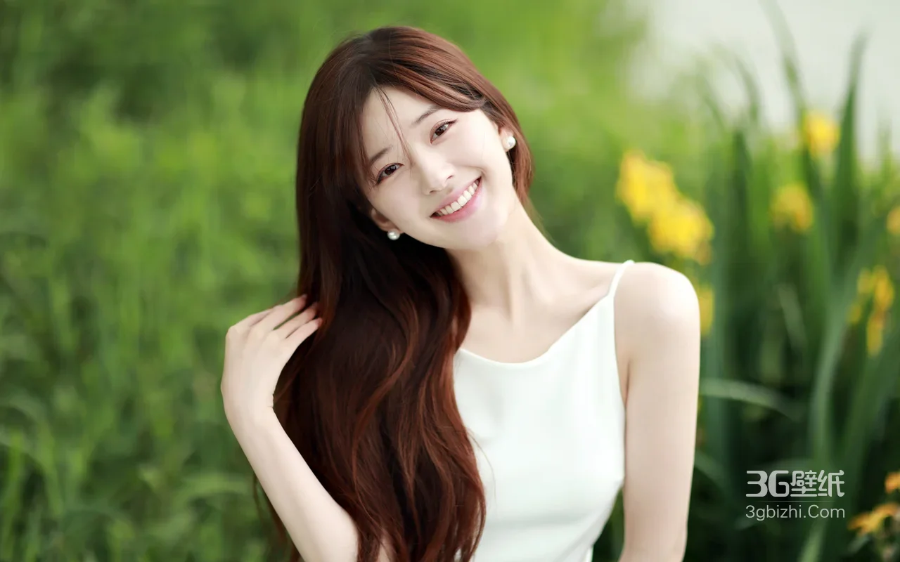 白裙长发女子·赵露思·唯美清新风春日电脑壁纸1