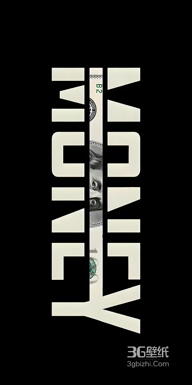 美元富兰克林·暗黑文字切割 货币主题手机壁纸1