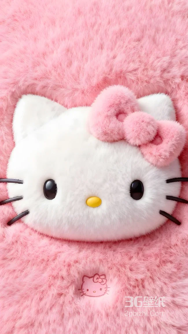 Hello Kitty·毛绒蝴蝶结 粉色治愈三丽鸥可爱壁纸 少女心桌面1