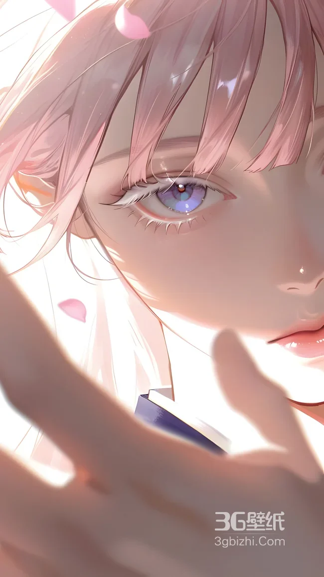 粉色发二次元少女·唯美梦幻 原创插画春日护眼壁纸1