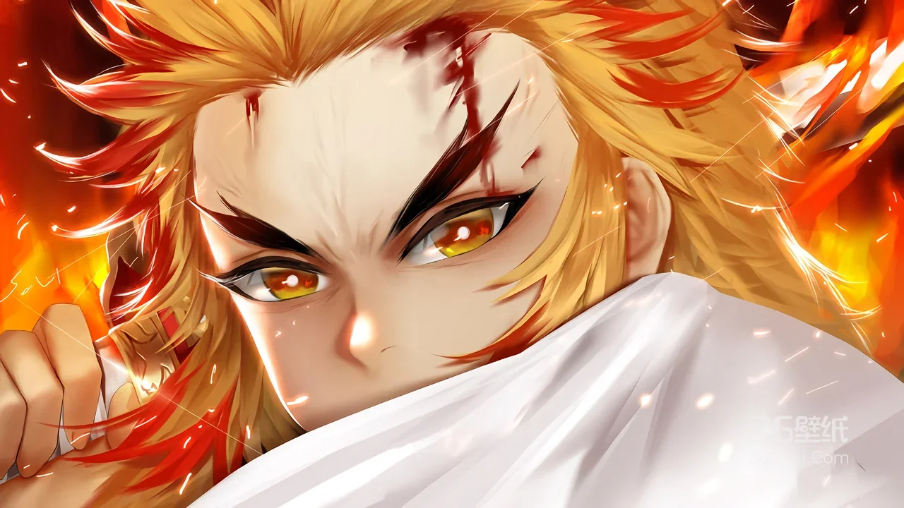 炼狱杏寿郎·浴血奋战 鬼灭之刃日漫热血电脑壁纸1