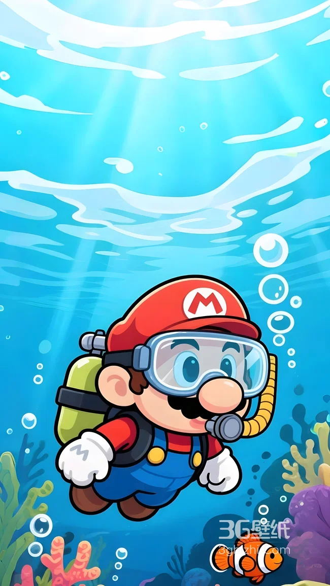 马里奥·潜水装备 超级马里奥游戏水下壁纸1