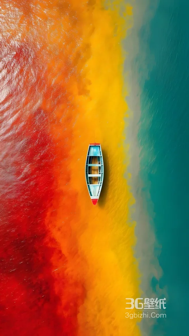 孤舟·色彩交融水域·超现实唯美风 创意手机壁纸1
