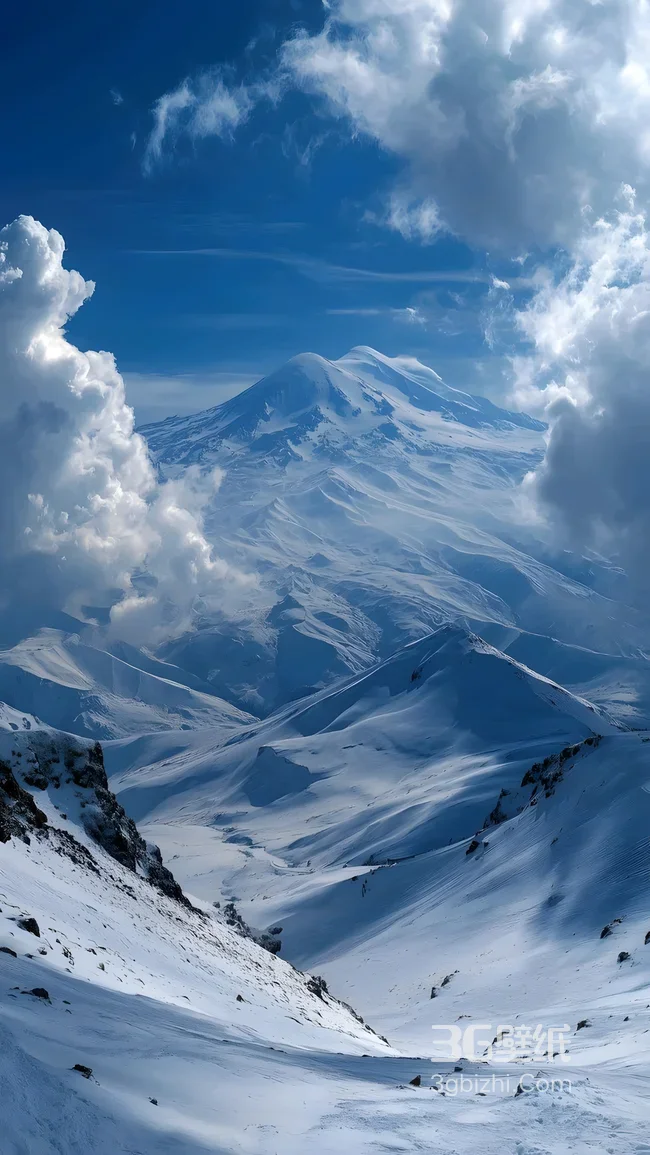厄尔布鲁士山·唯美雪峰云海 高质感雪山手机壁纸1