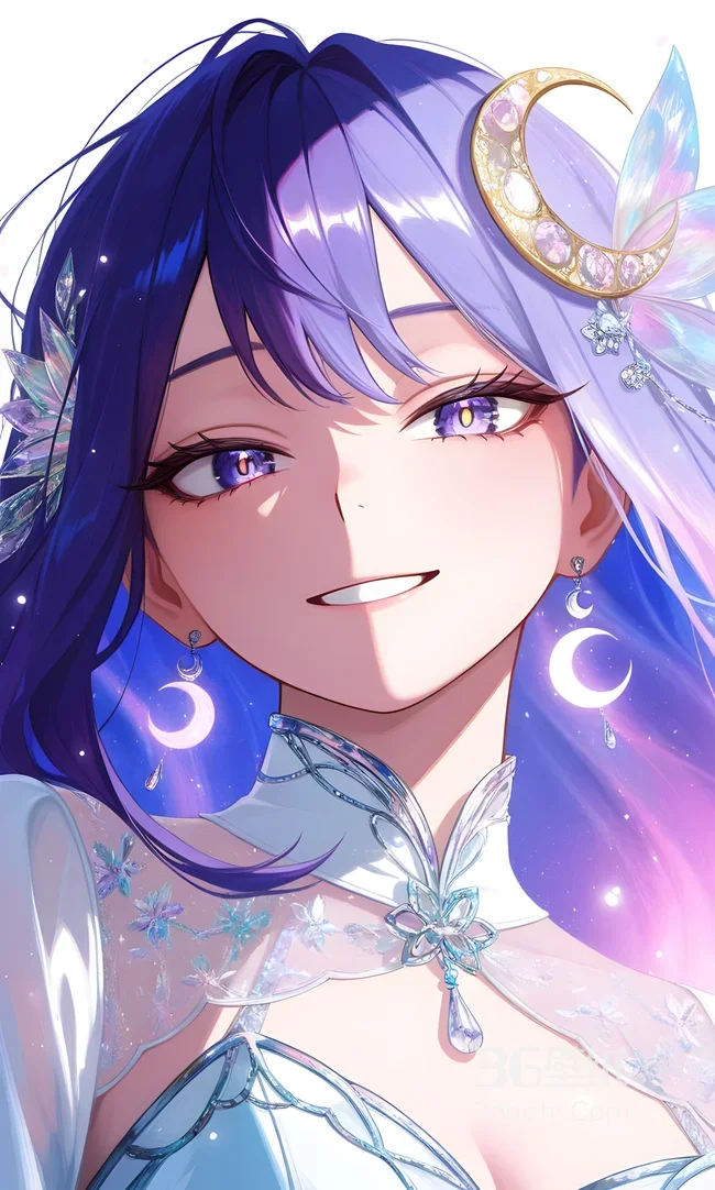 紫发月饰少女 梦幻唯美二次元形象 热门手机壁纸1