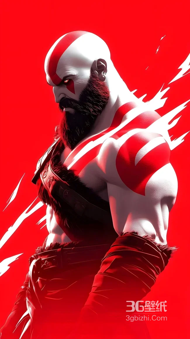 奎托斯·红纹战妆 写实热血风《战神》角色 高燃战斗壁纸1