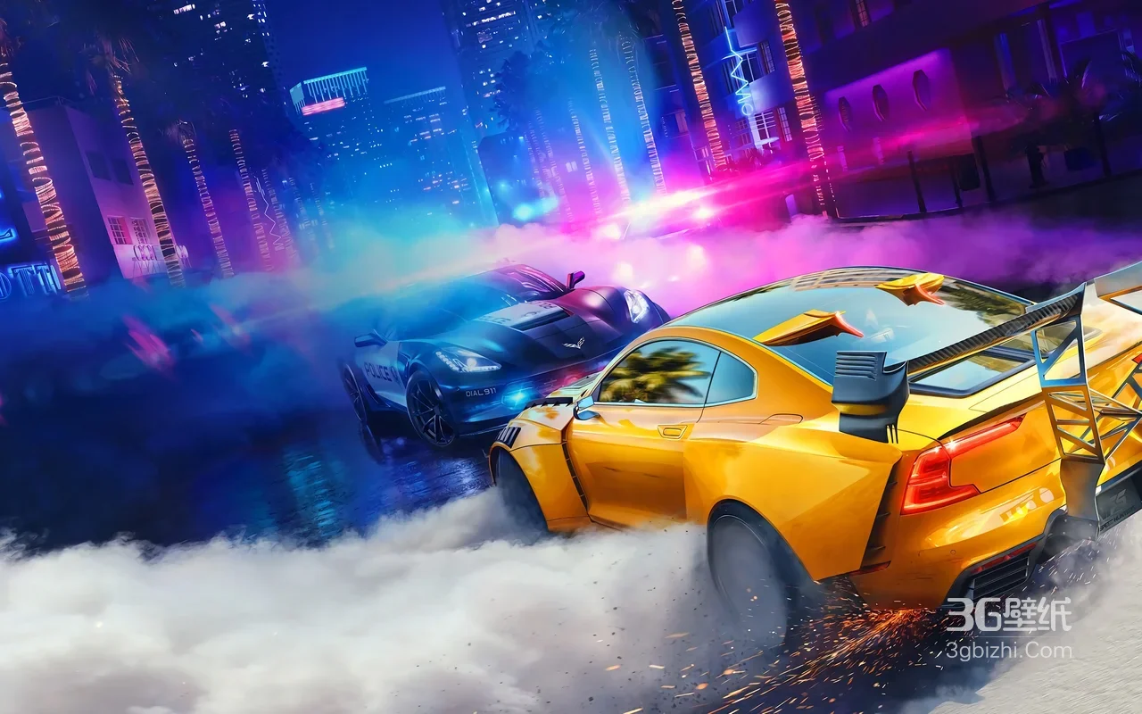 赛车追逐·赛博朋克霓虹都市·游戏竞速 高热度电脑壁纸1