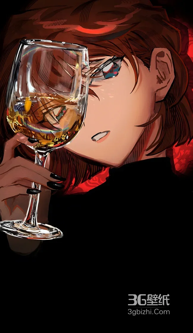 灰原哀·持杯冷视 暗黑风《名侦探柯南》动漫壁纸1