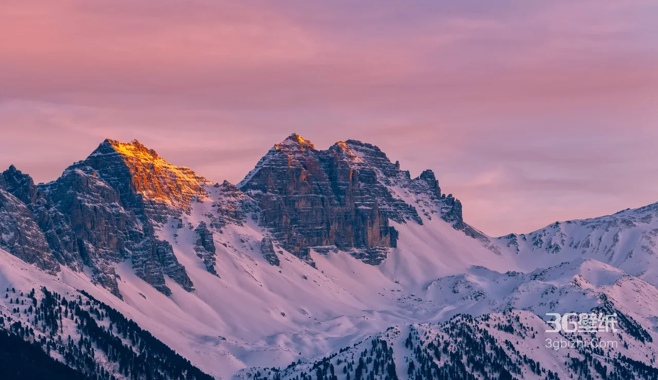 雪山群峰·日出鎏金 唯美写实自然风景壁纸1