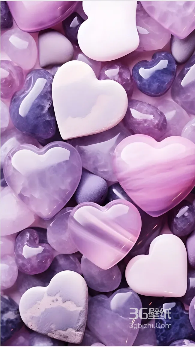 紫粉爱心宝石·唯美治愈 浪漫紫色系手机壁纸1